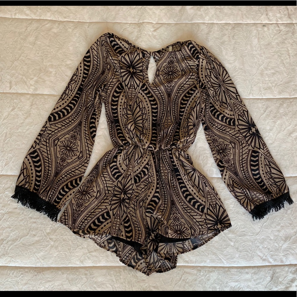 BLACK AND TAN ROMPER